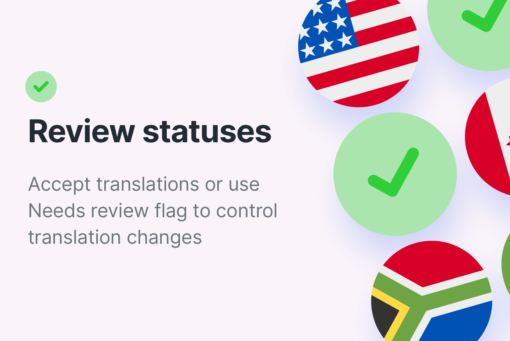 Manage translation changes using review statuses