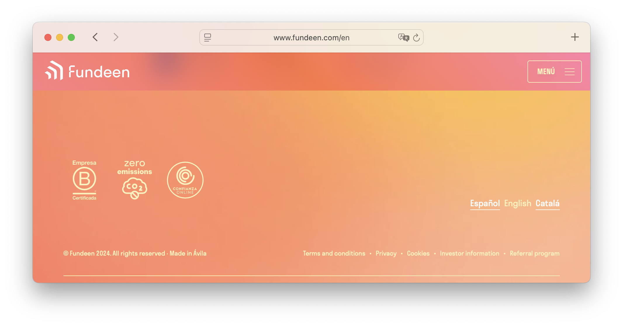 Fundeen language selector