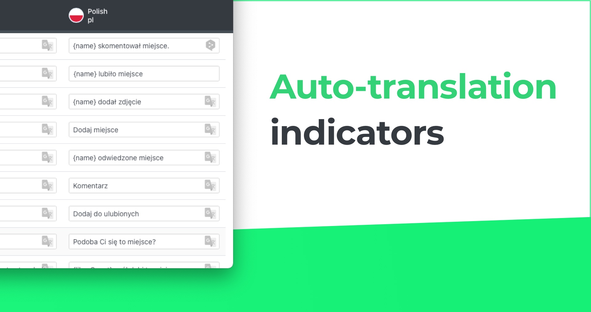 Auto-translation indicator in translation manager