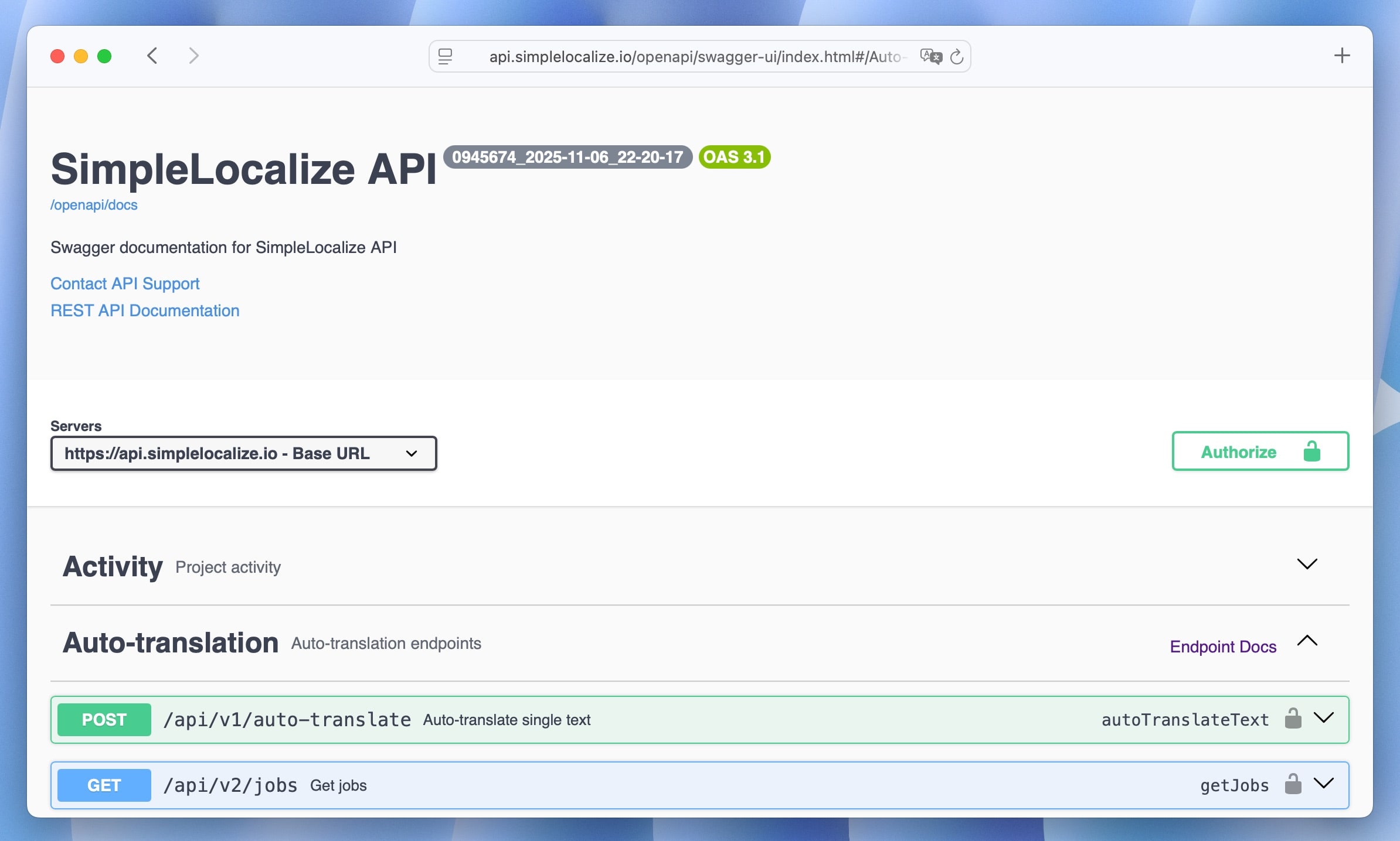 SimpleLocalize API documentation