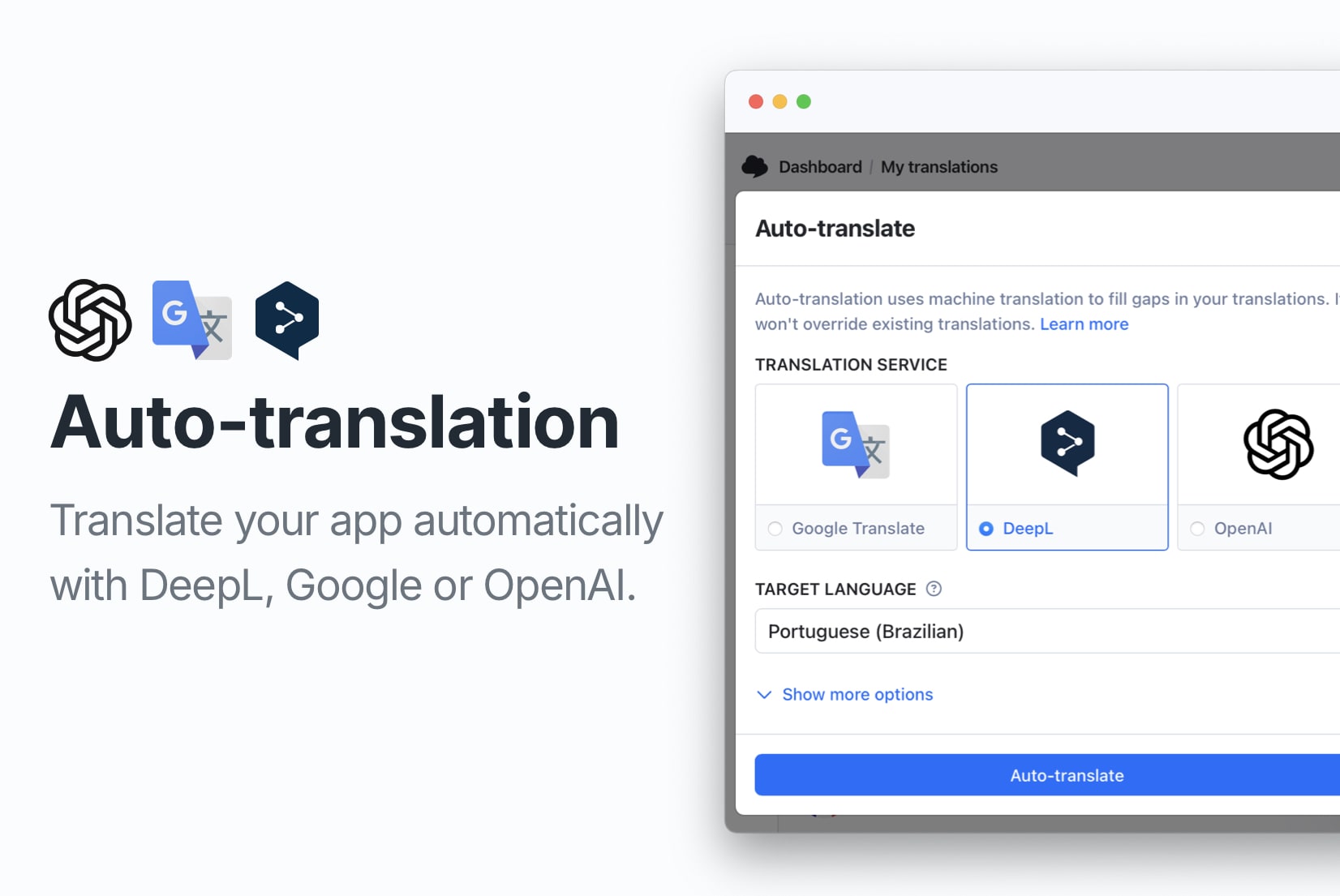 How to auto-translate your app with OpenAI, DeepL & Google