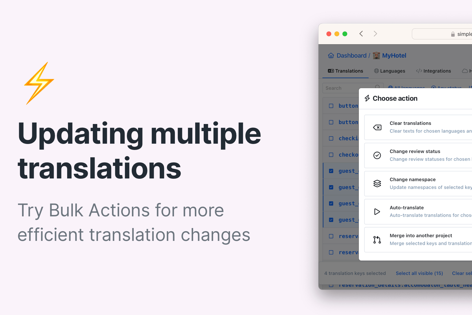 How to manage set of translations and keys with Bulk&nbsp;Actions