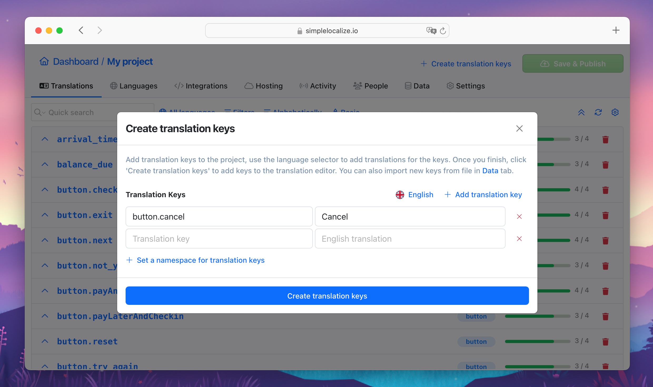 Creating translation keys
