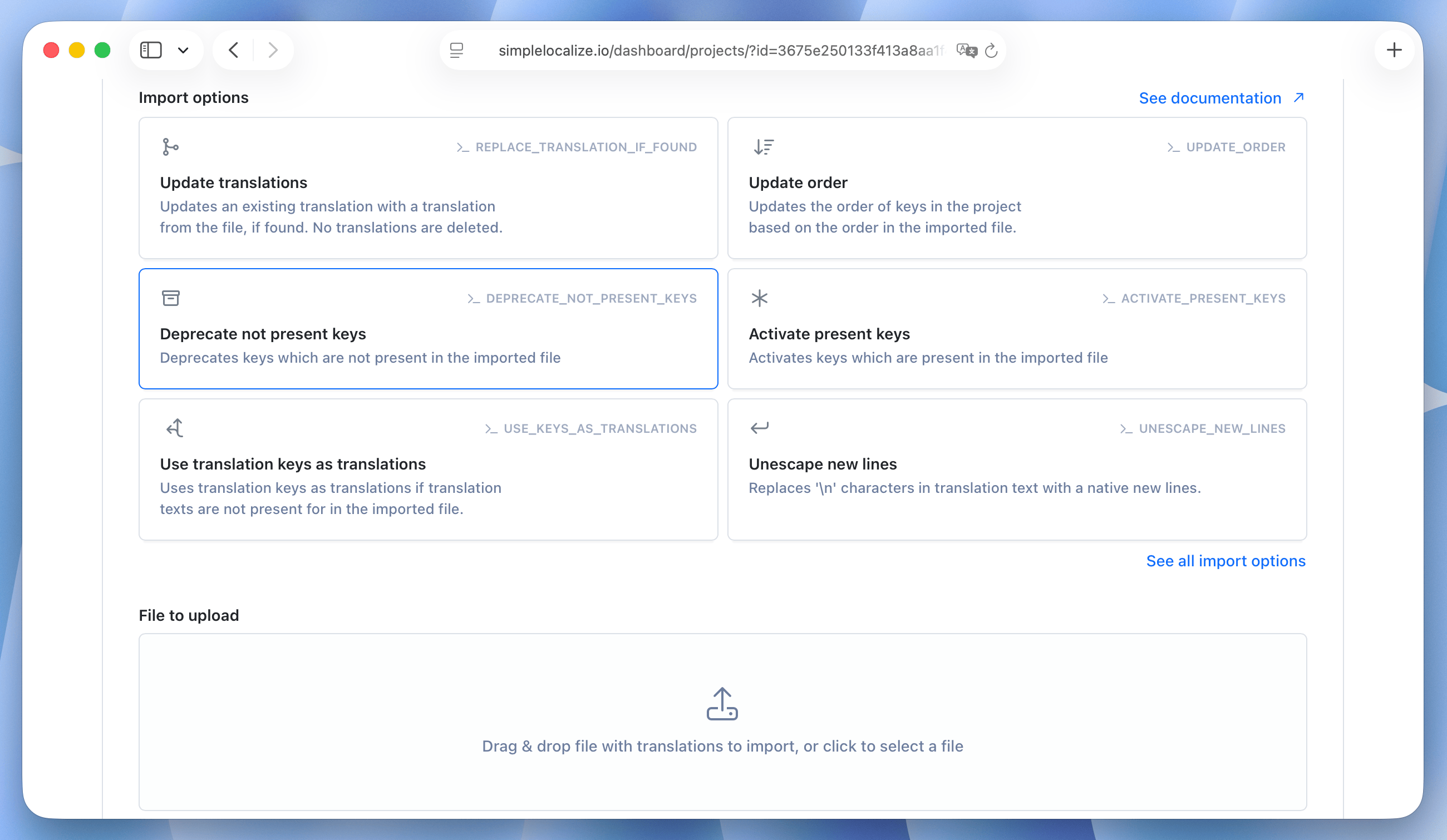 Deprecation options in the web UI