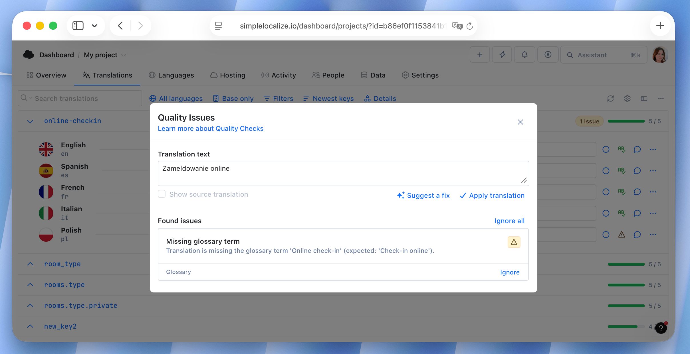QA Checks: Glossary