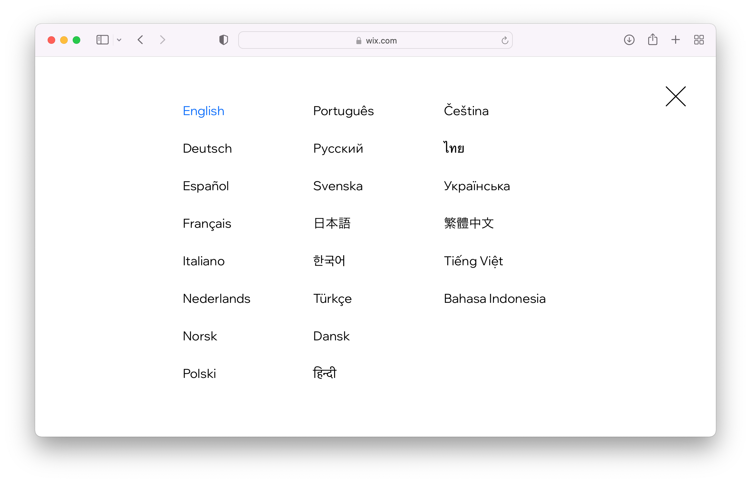 Wix language selector 2
