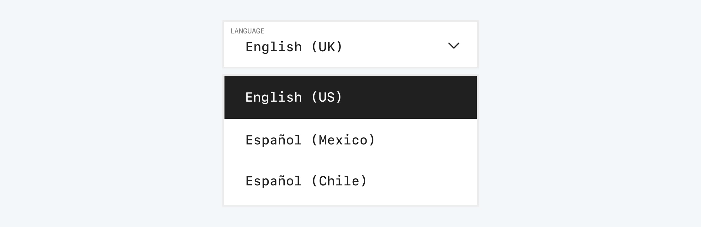 Example of language selector with context in names