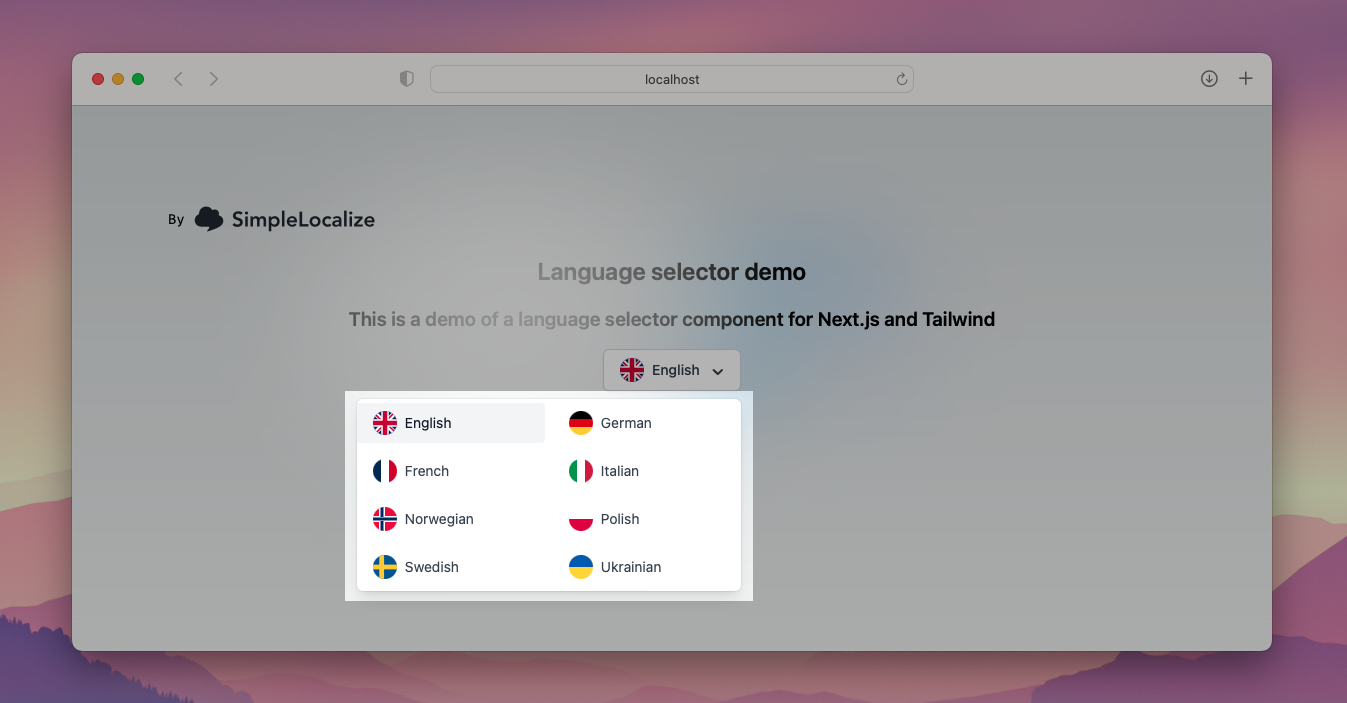 language selector html css