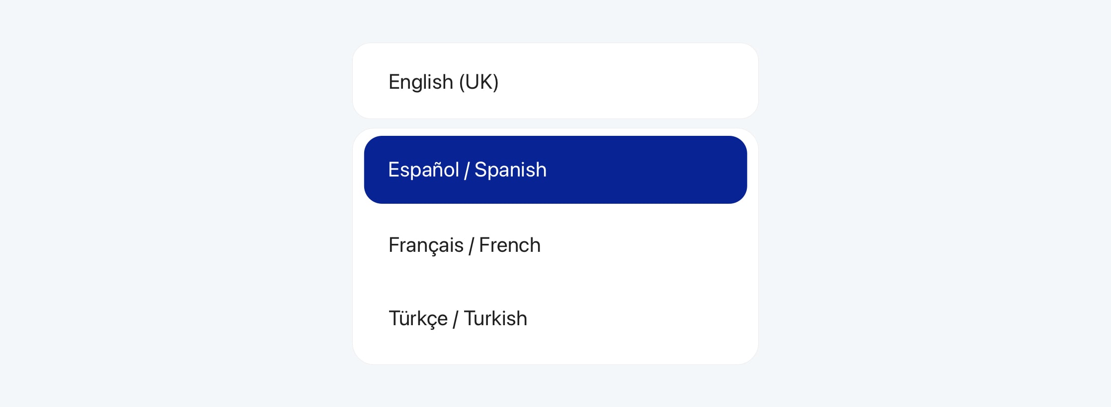 Example of language selector with native and localized names