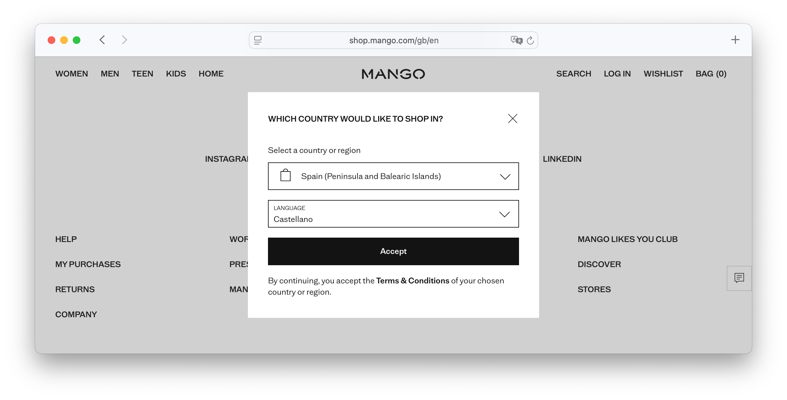 Mango region selector