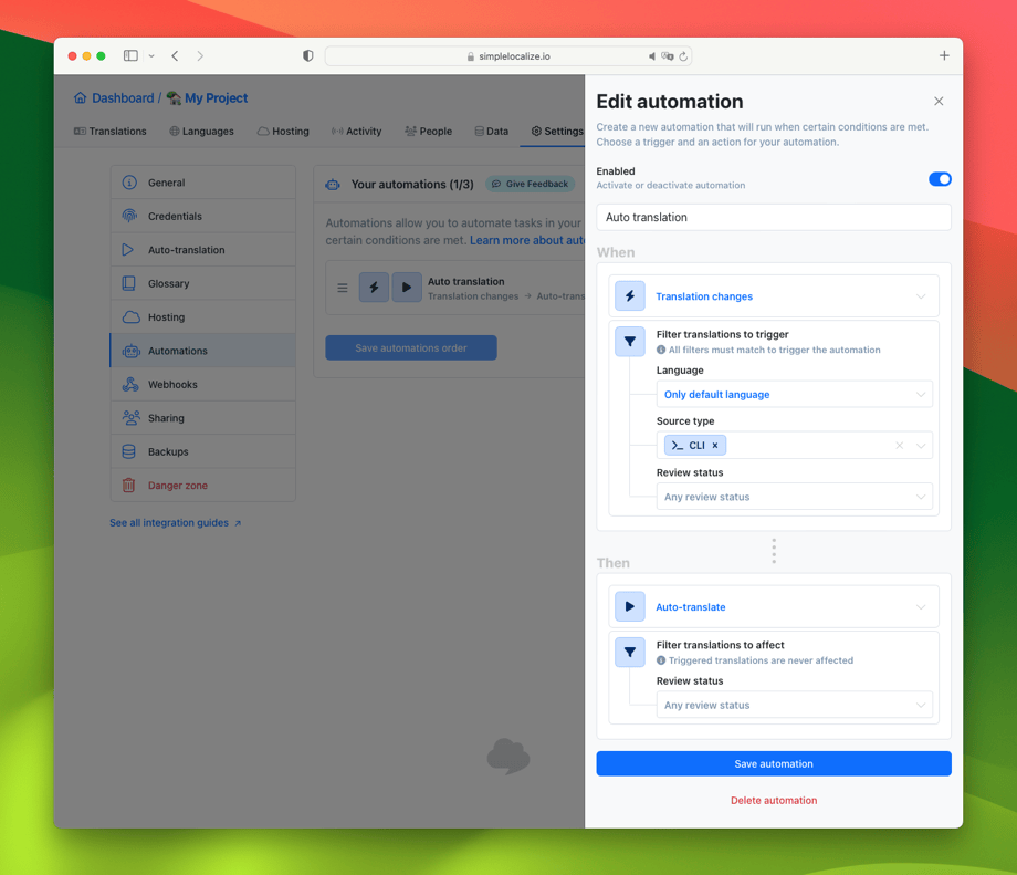 Automations for localization workflow