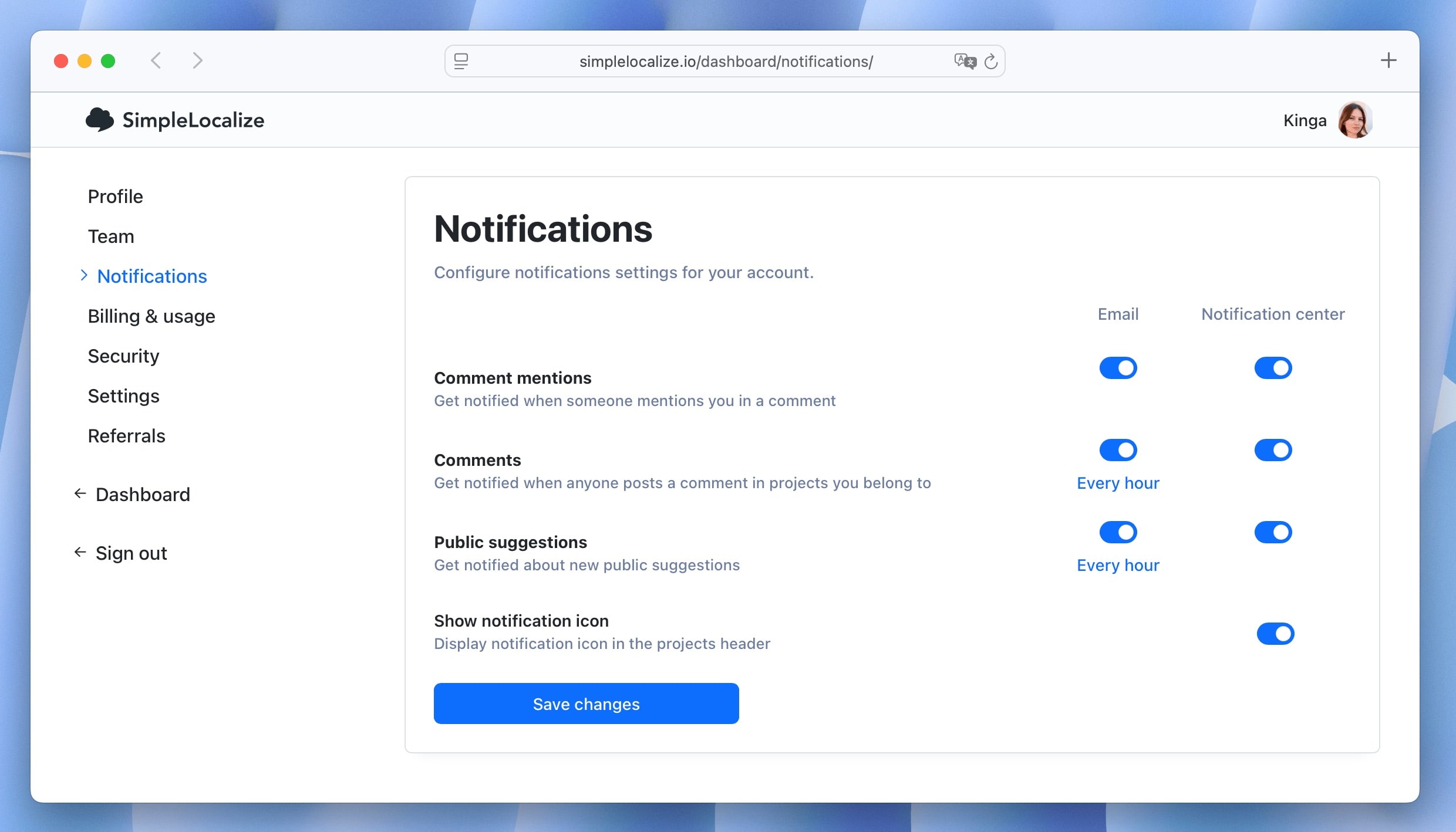 Email notification