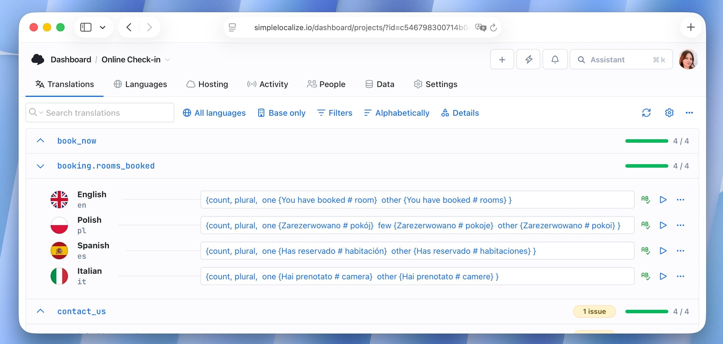 Pluralization example