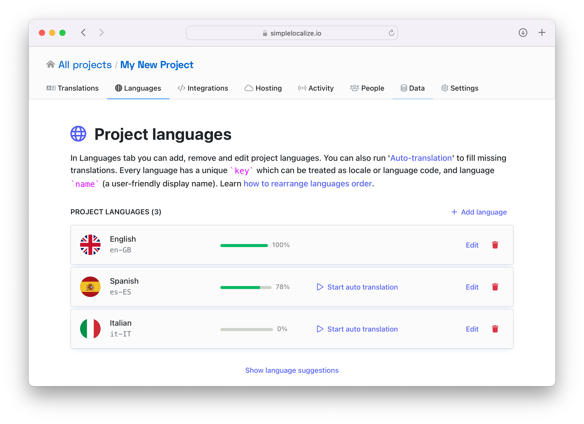 Add new languages to your application