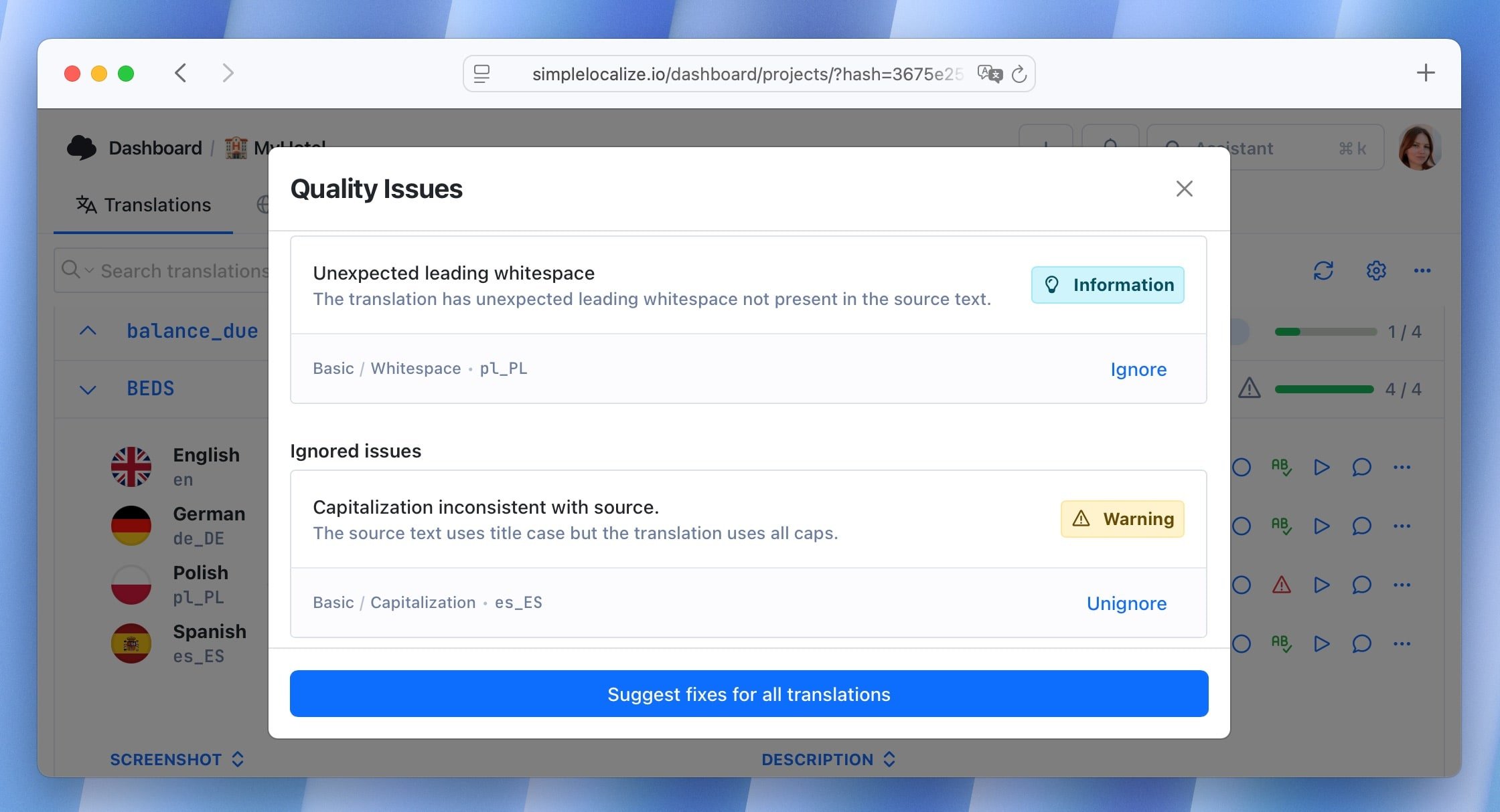 Ignored QA issues