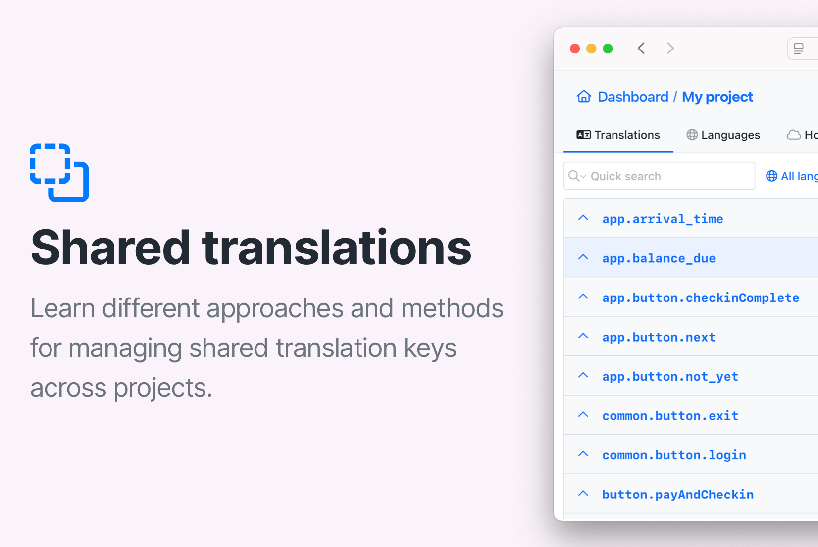 How to manage shared translation keys across projects