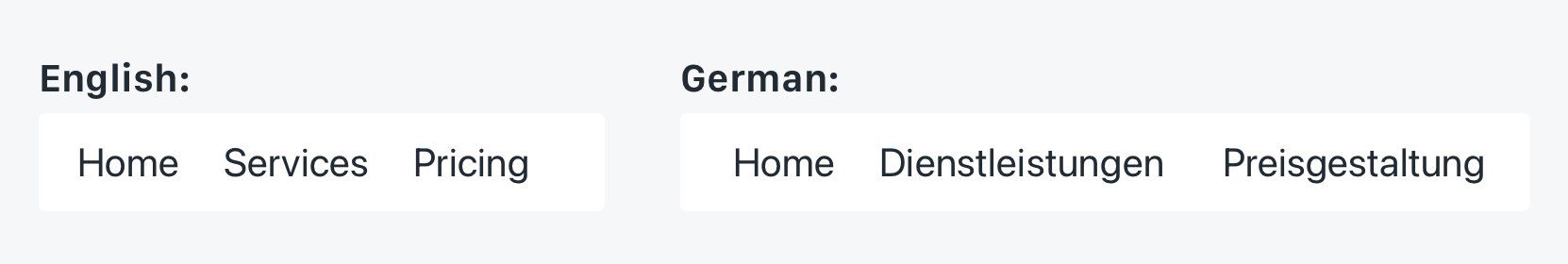 Text expansion example in a website header