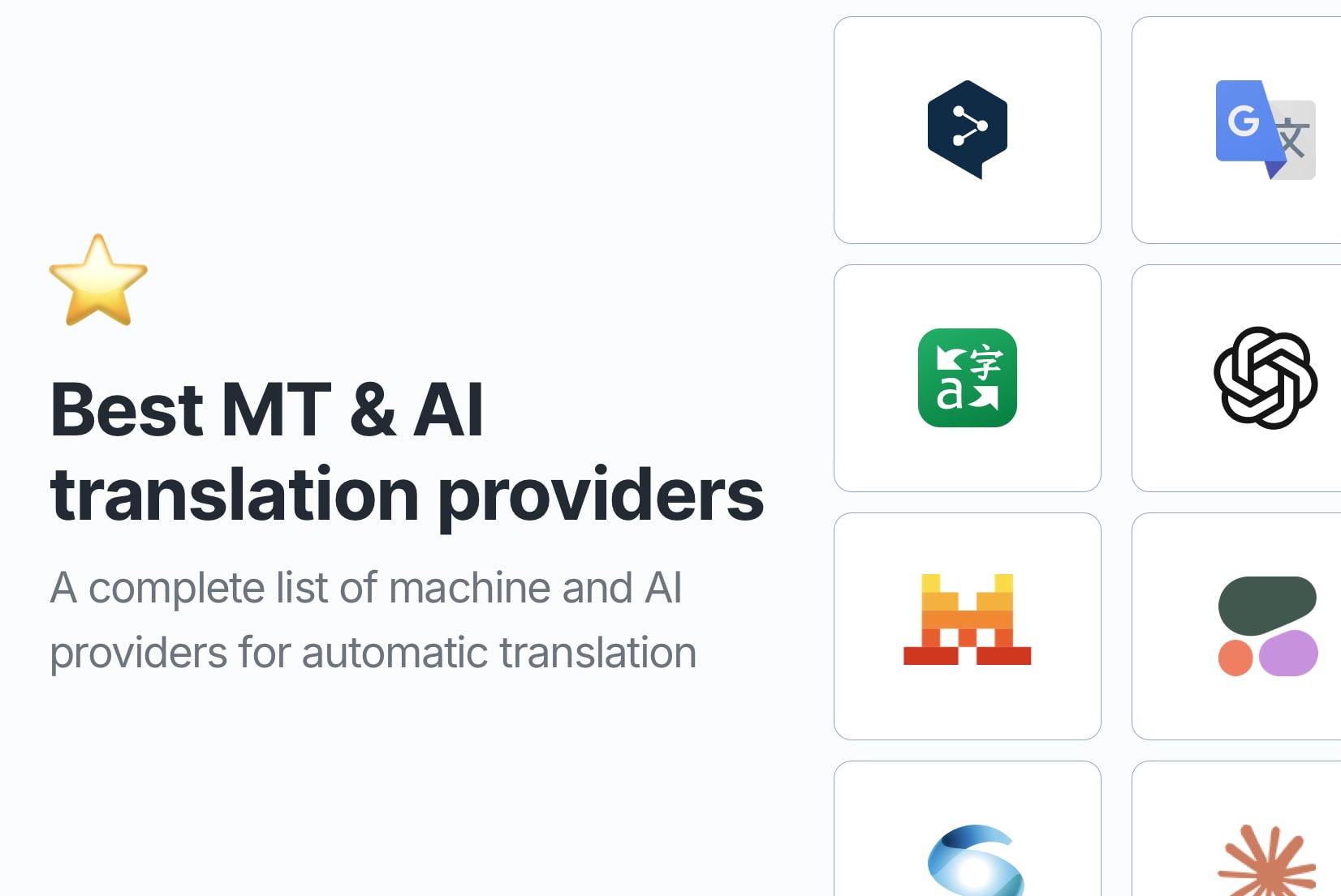 Top machine & AI translation providers for auto-translation