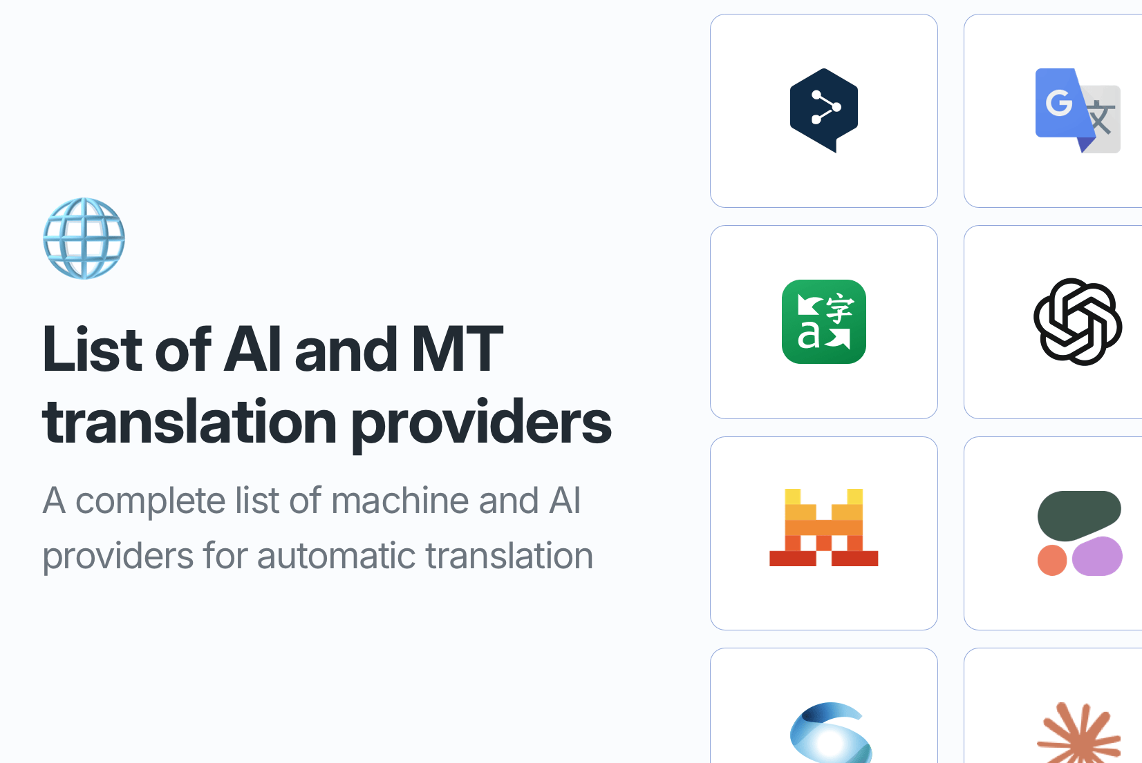 List of AI and machine translation providers