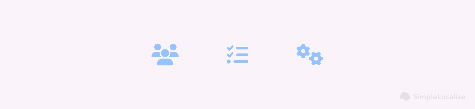 Icons representing translation process