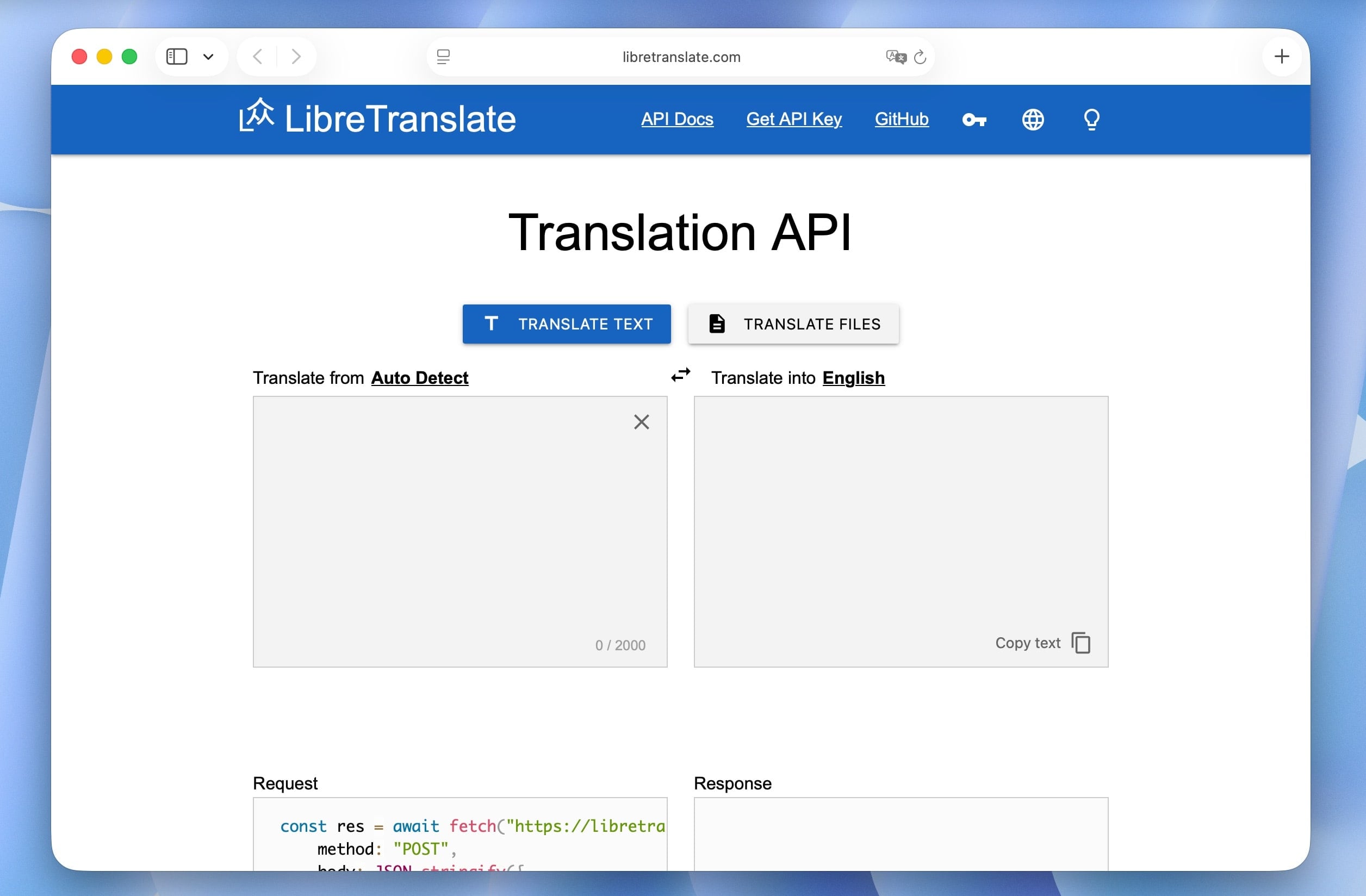 LibreTranslate Web Translator