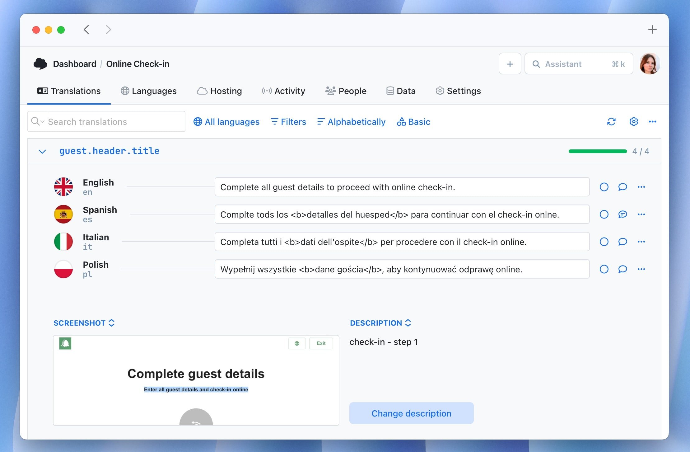 Translation with context in SimpleLocalize