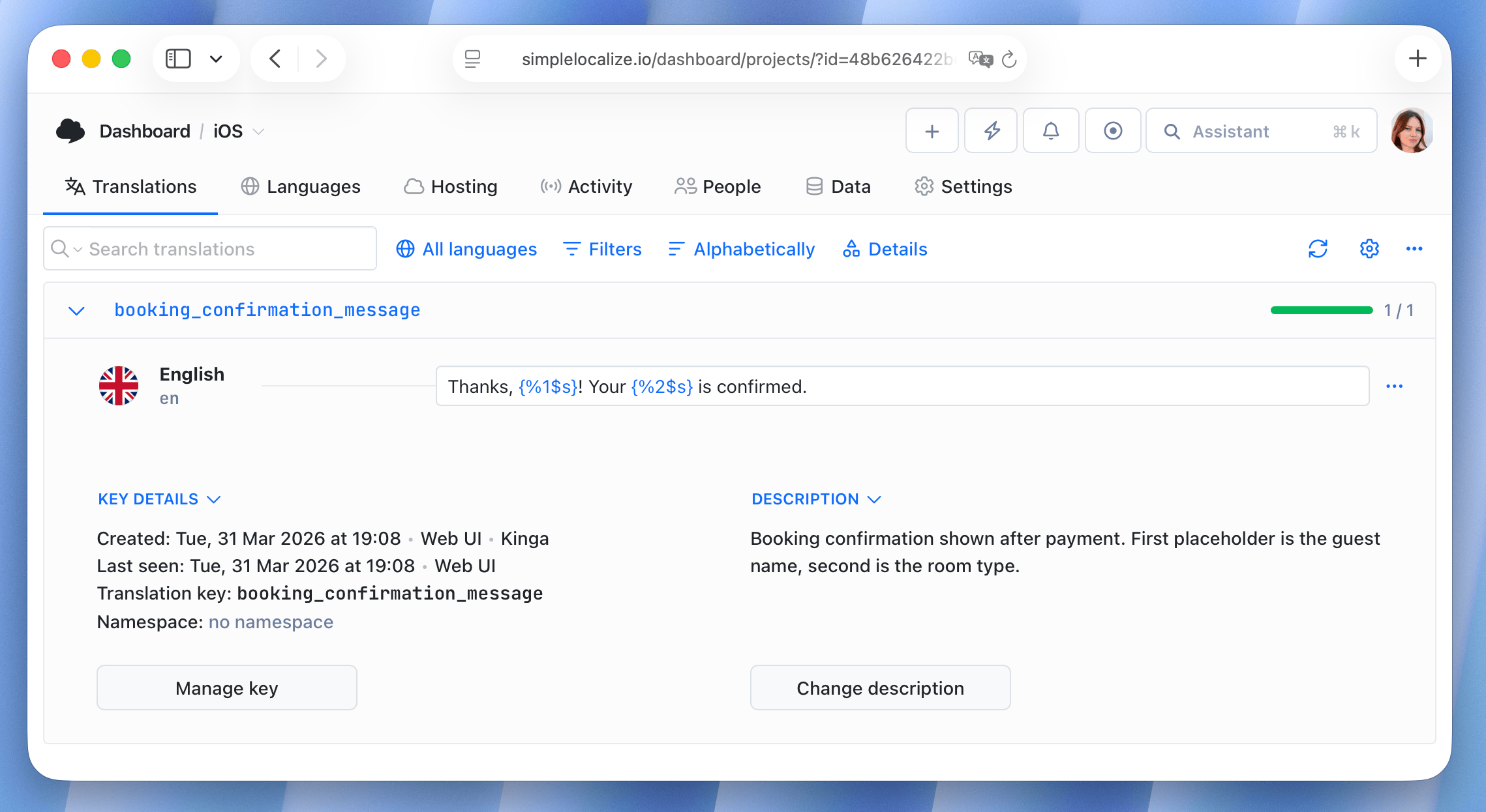 Universal placeholders in SimpleLocalize editor