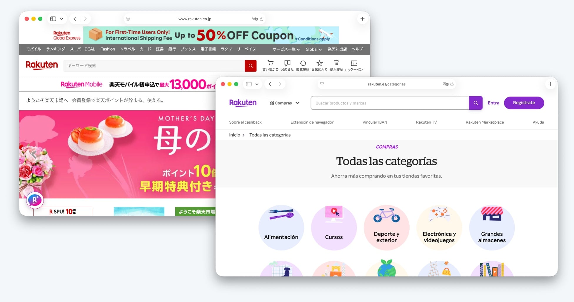 Rakuten in Japan vs in Spain