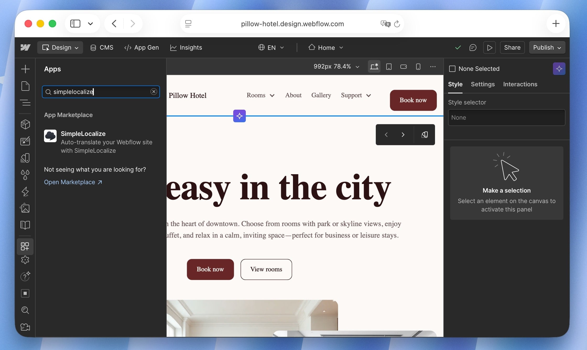 SimpleLocalize app in Webflow