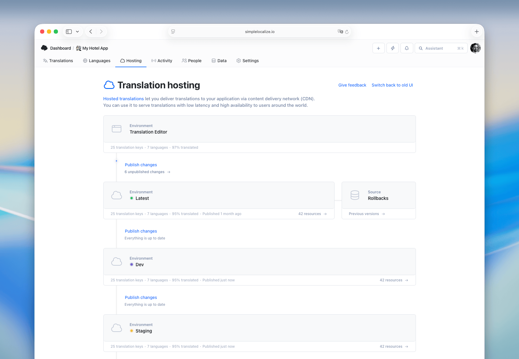 New Translation Hosting UI
