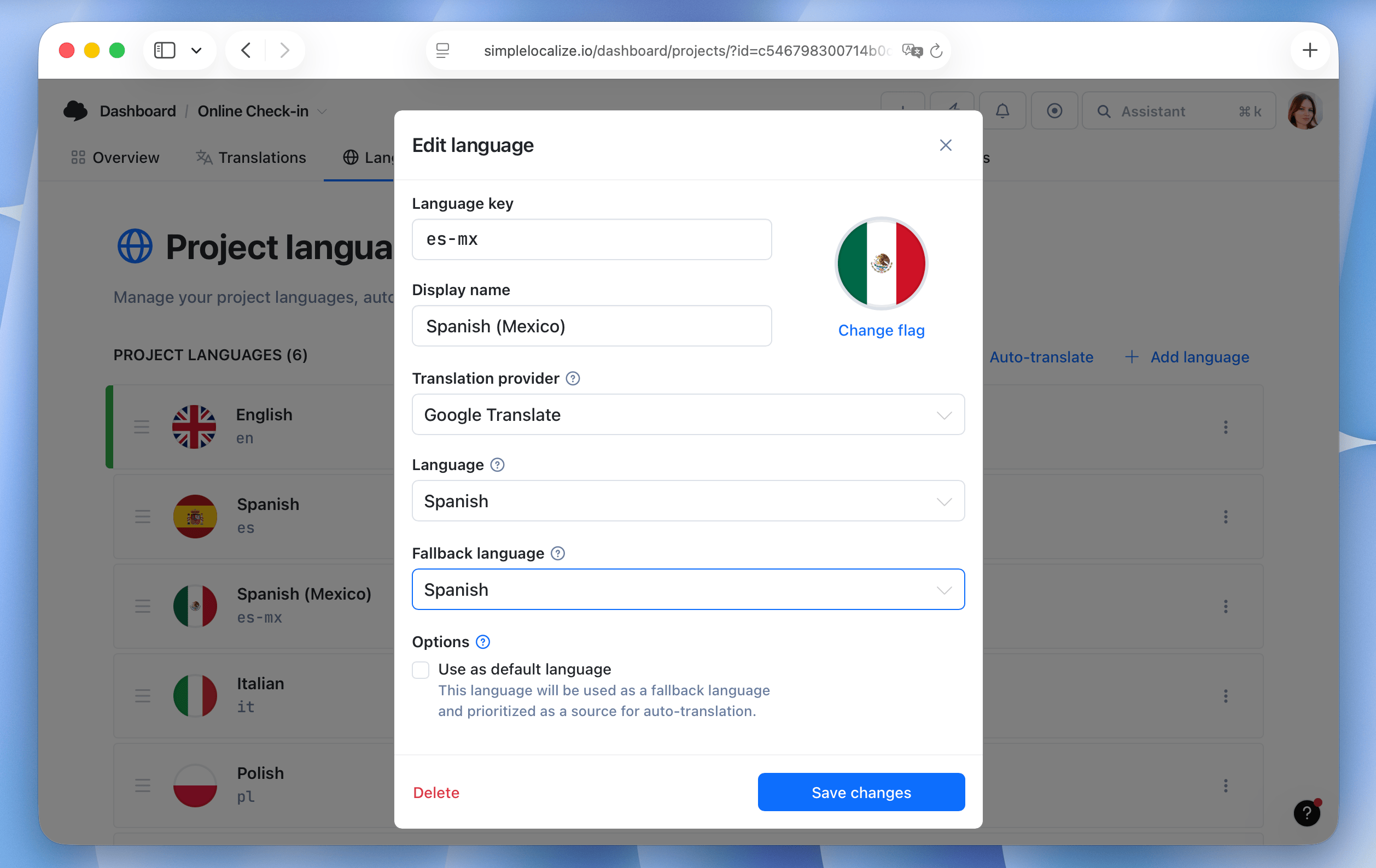 Fallback language for missing translations