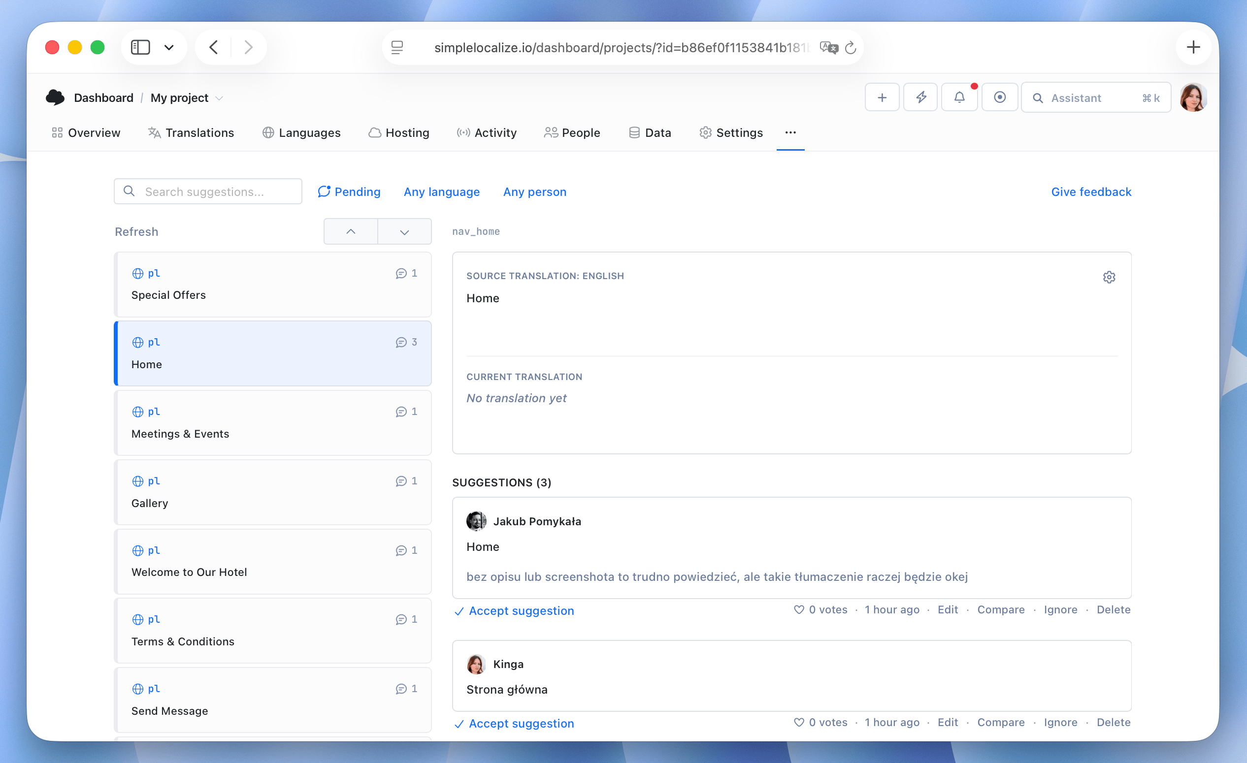 New Suggestions tab and improvements