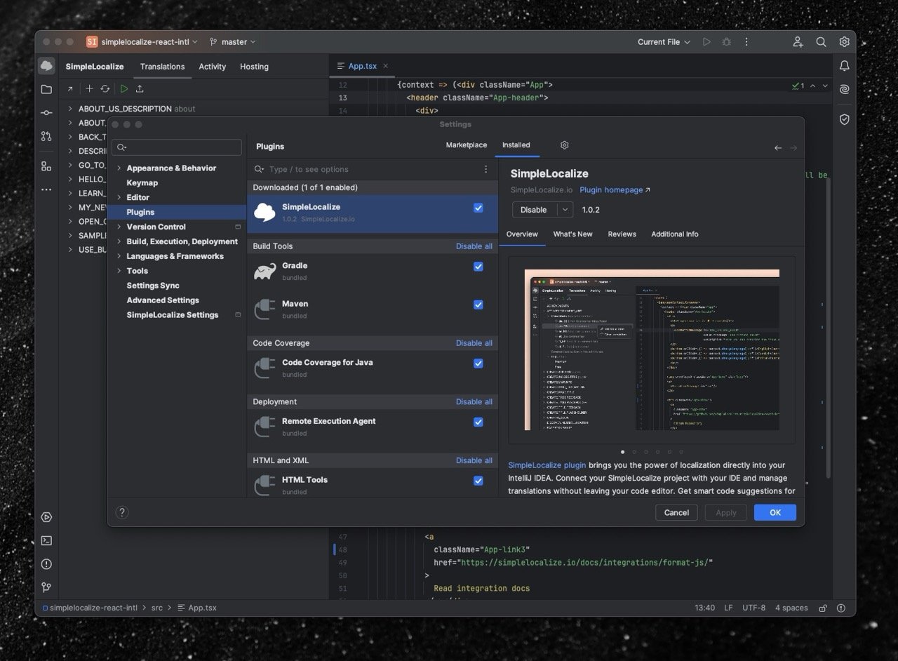 IntelliJ IDEA plugin for SimpleLocalize