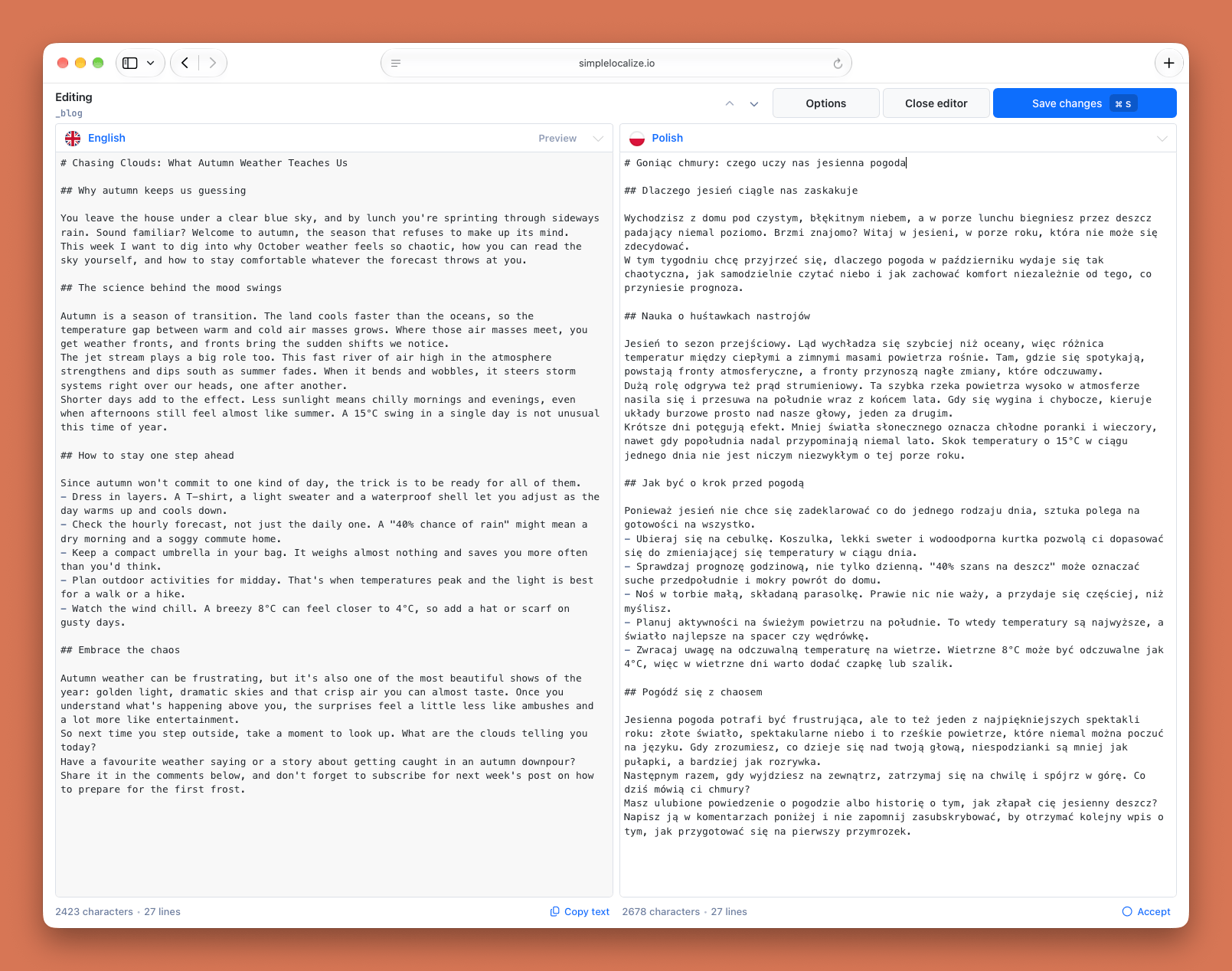 Raw Markdown source and translation side by side