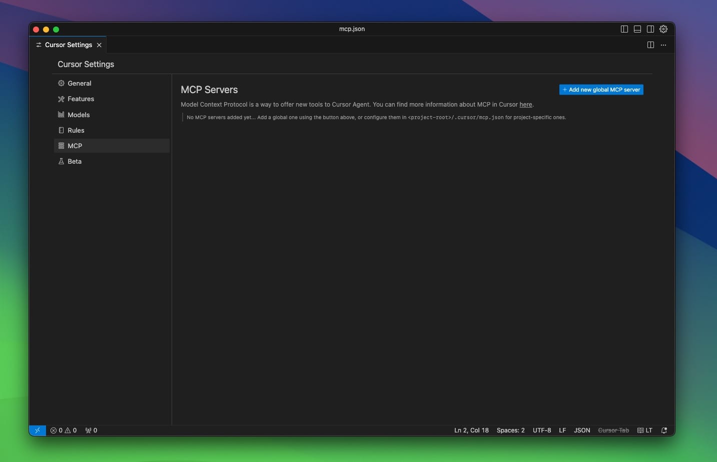 Configure MCP server in Cursor AI