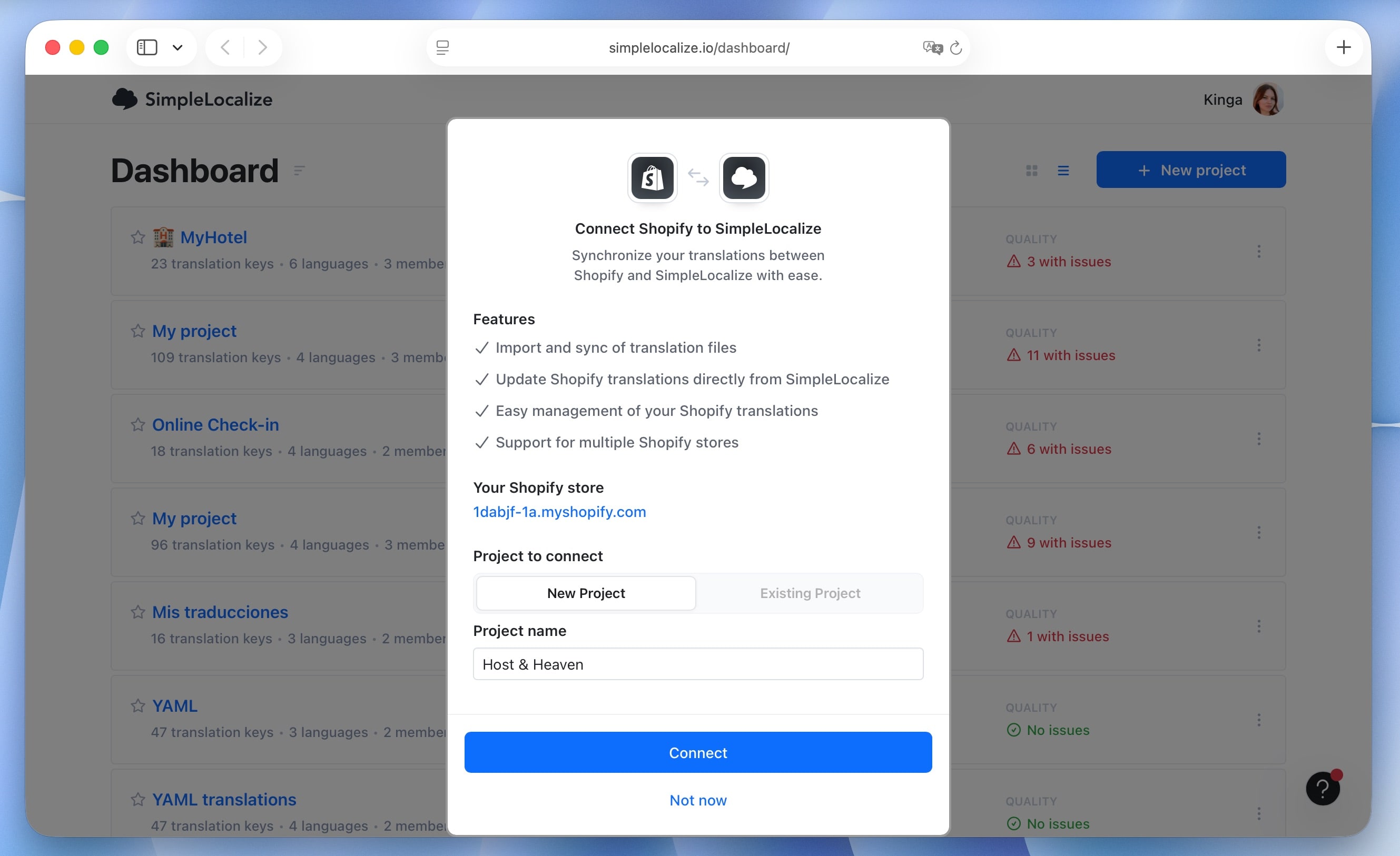 Connect Shopify store to SimpleLocalize