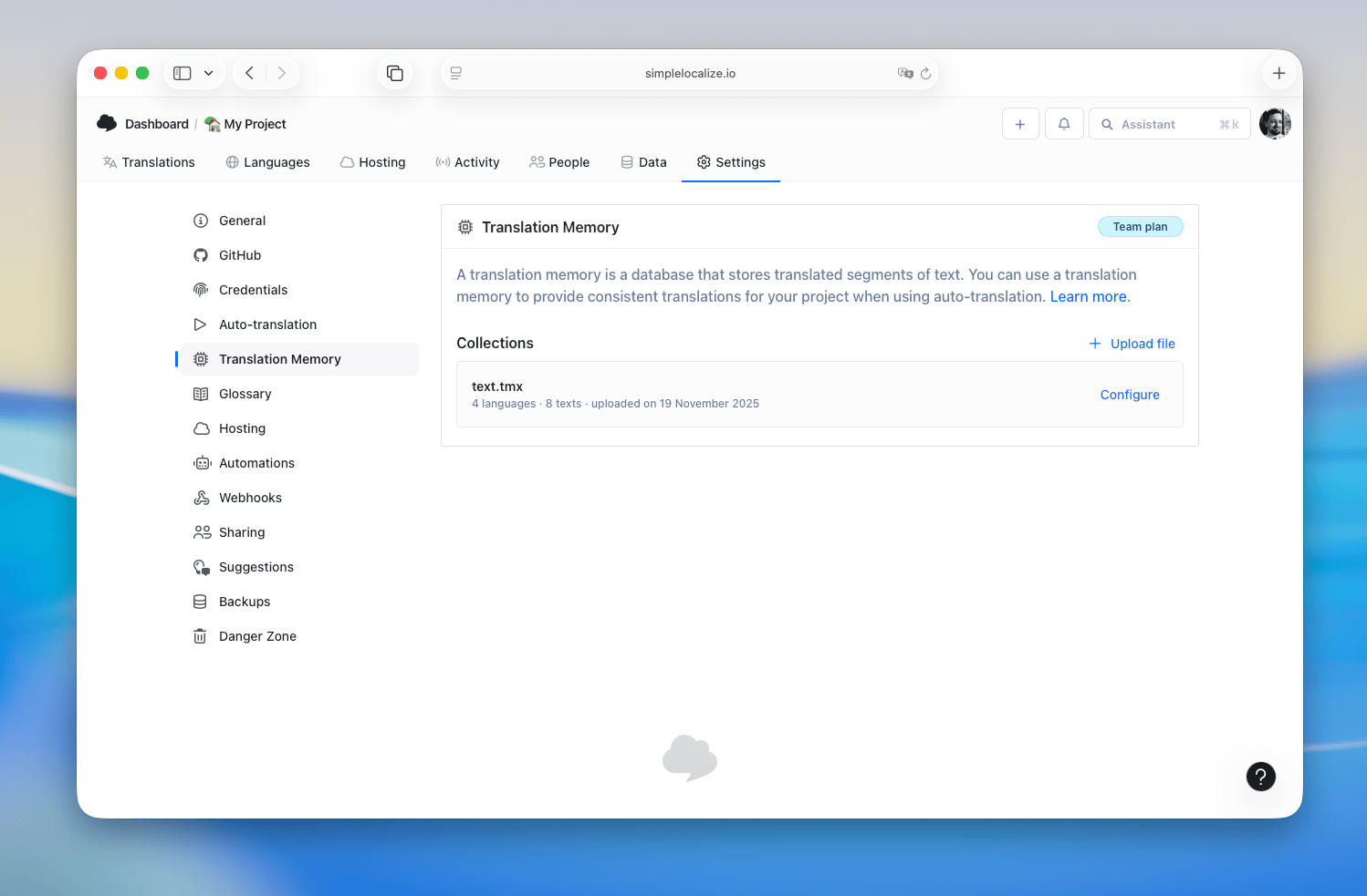 Translation memory collections