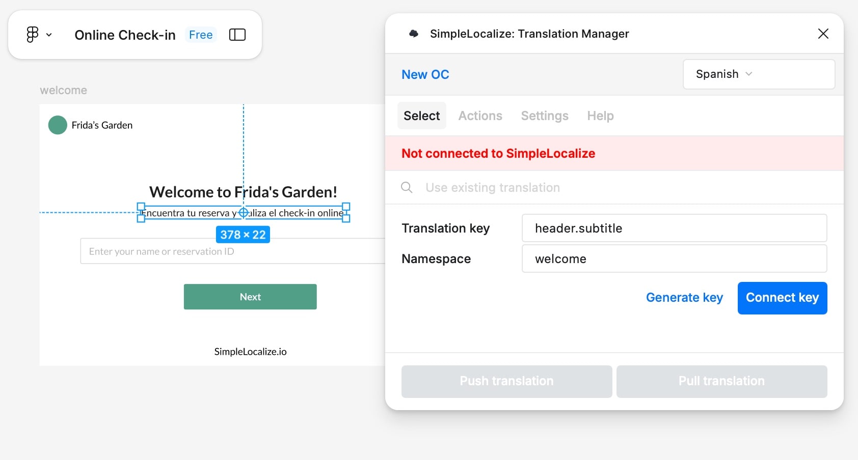 Link translation key in Figma