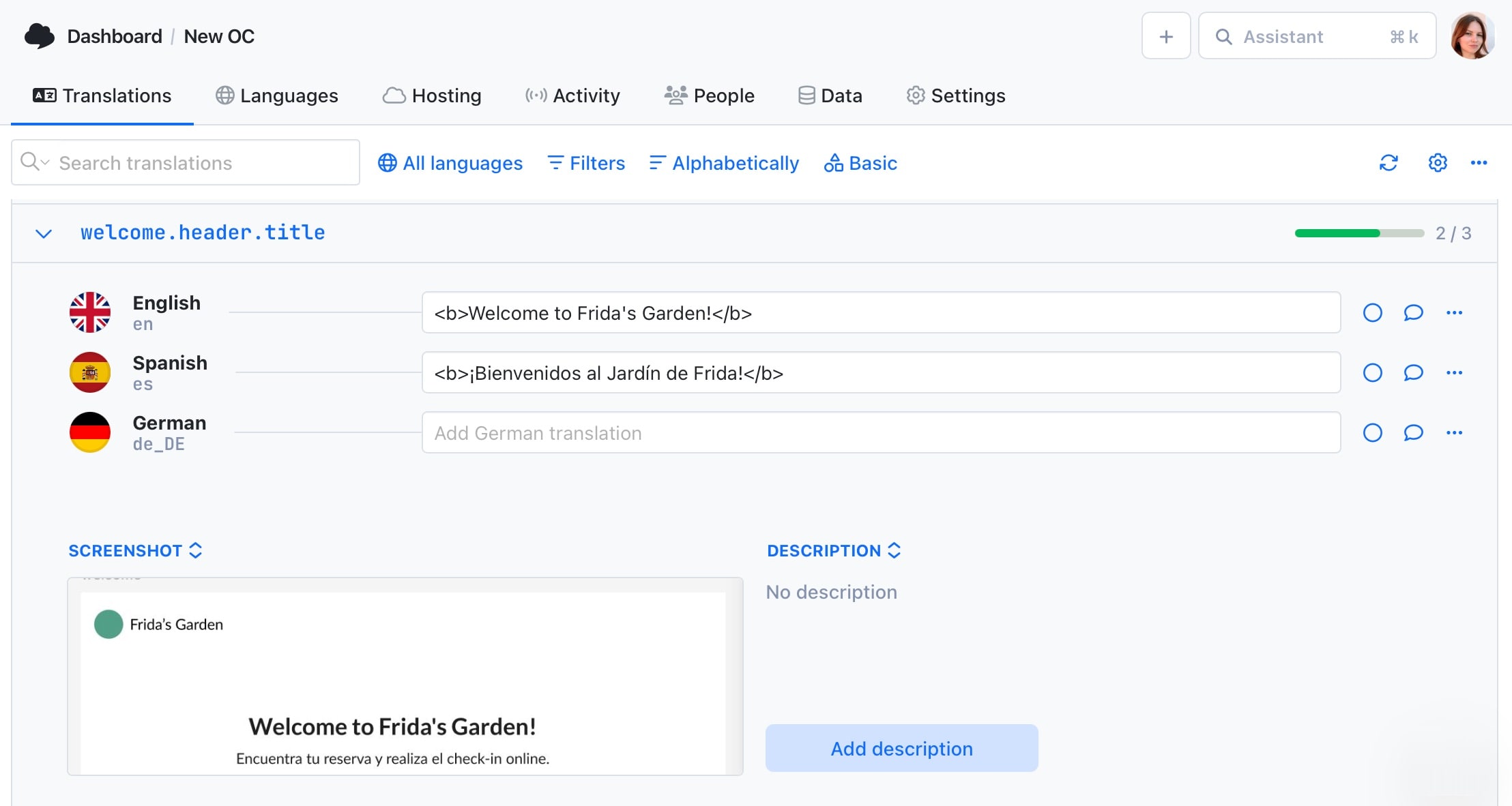 Screenshot of Figma design in SimpleLocalize